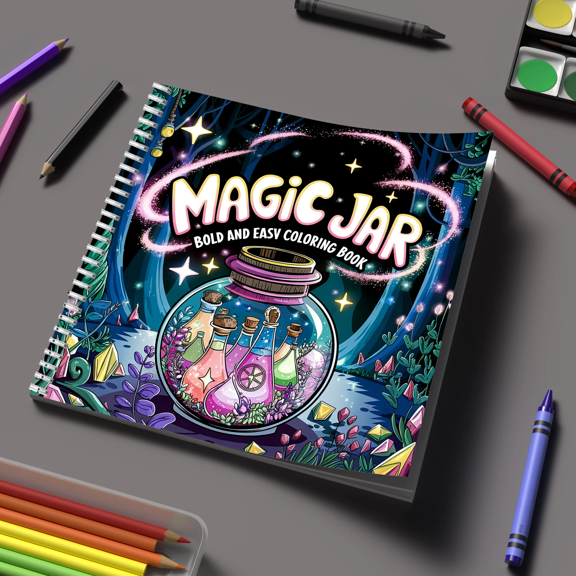 Adult Coloring Book Stress Relief - 大人の塗り絵用マジックジャー、誕生日プレゼント、新学期用品、大人向けのかわいい描画帳