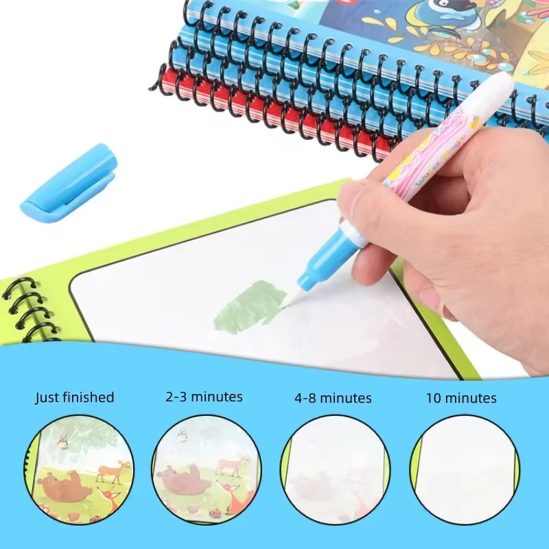 1pc 再利用可能な子供用マジックウォーター描画ブックとペン - Reusable Water Magic Coloring Book のレビューと価格