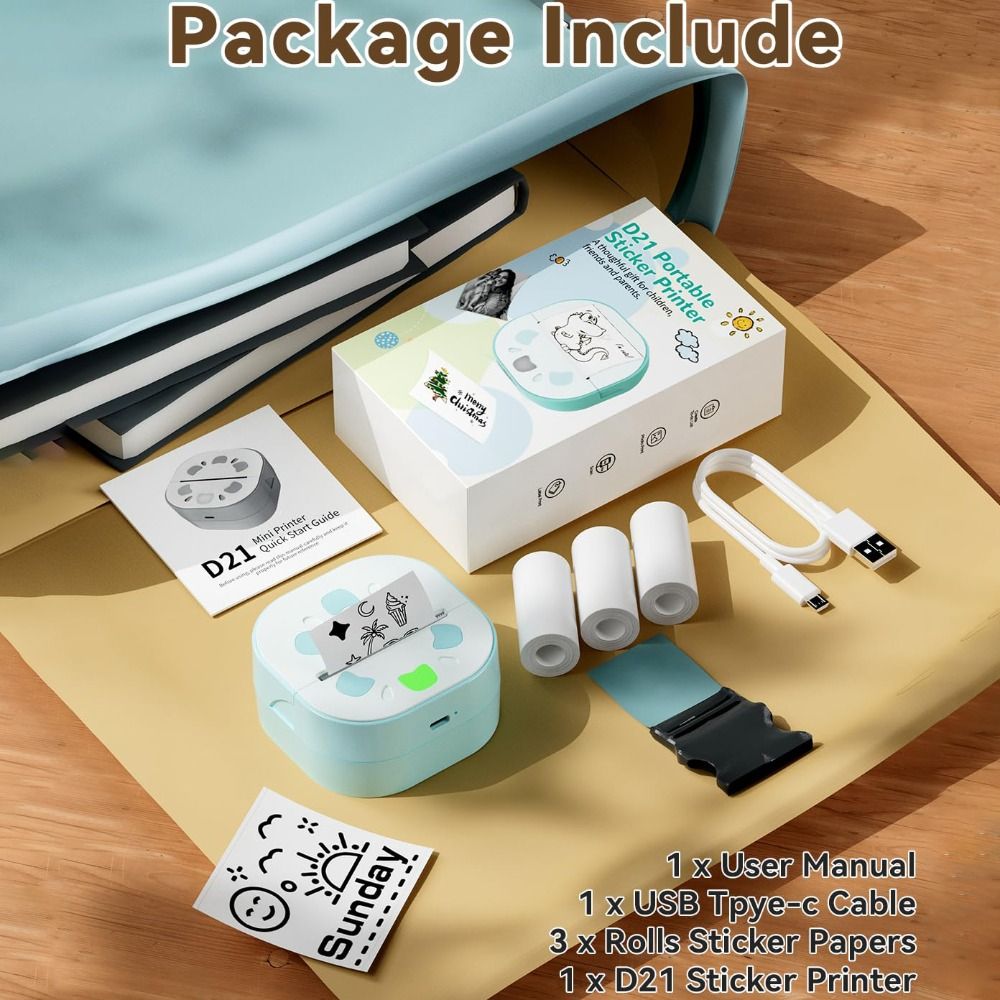 ミニステッカープリンター 3 ロールの紙ロール付き サーマル - Mini Pocket Thermal Printer Paper Roll のレビューと価格